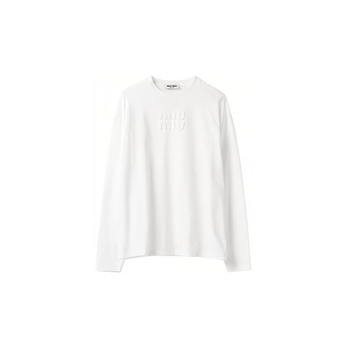 9A+ quality miu miu logo embroidered long-sleeve t-shirt